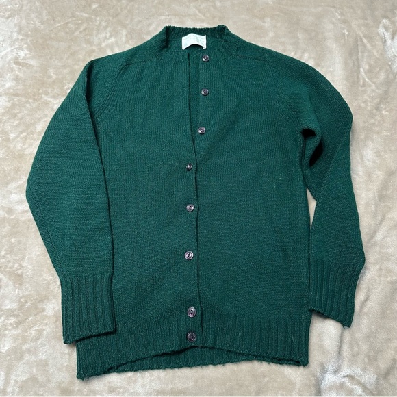 Bucks Countian by Jacques de Loux Green 100% Virgin Wool Cardigan Sweater 36 - Picture 1 of 6